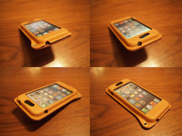 iPhone5 カバー ケース　栃木レザー 牛革　手縫い 2色 3枚目の画像
