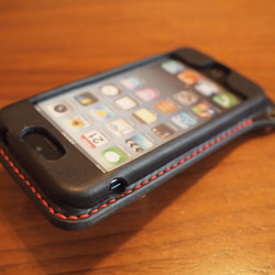 iPhone5s /5 カバー ケース　栃木レザー 牛革　手縫い ブラック 4枚目の画像