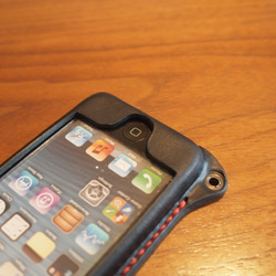 iPhone5s /5 カバー ケース　栃木レザー 牛革　手縫い ブラック 5枚目の画像