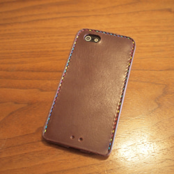 iPhone5s /5 カバー ケース　栃木レザー 牛革　手縫い 焦げ茶 2枚目の画像