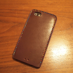 iPhone5s /5 カバー ケース　栃木レザー 牛革　手縫い 焦げ茶 2枚目の画像