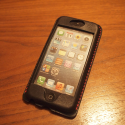 iPhone5s /5 カバー ケース　栃木レザー 牛革　手縫い ブラック 1枚目の画像