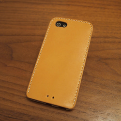 iPhone5s /5 カバー ケース　栃木レザー 牛革　手縫い キャメル 2枚目の画像