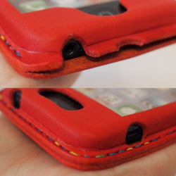 【名入れ・選べるステッチ】iPhone SE/5s/5　カバー  ケース 赤　 2枚目の画像