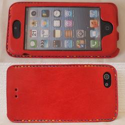 【名入れ・選べるステッチ】iPhone SE/5s/5　カバー  ケース 赤　 3枚目の画像
