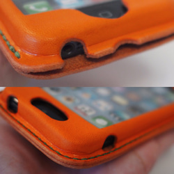 【名入れ・選べるステッチ】iPhone SE/5s/5  カバー  ケース オレンジ 2枚目の画像