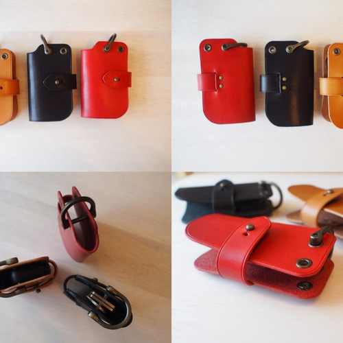 ヌメ革スマホポーチ ベルト通し 栃木レザーキーケース ハンドメイド手縫い ヌメ革スマホポーチ ベルト通し 栃木レザーキーケース