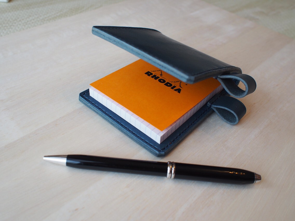 【名入れ・選べる革とステッチ】手縫い・本革のRHODIA メモ帳　カバー　栃木レザー