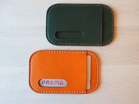 手縫い・本革のPASMO パスケース【名入れ・選べる革とステッチ】 1枚目の画像