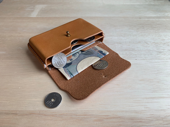 小銭も入る手縫い・本革のミニマル財布 栃木レザー【名入れ・選べる革