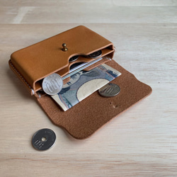 [2 件套] 一對手工縫製的迷你錢包栃木皮革 第2張的照片