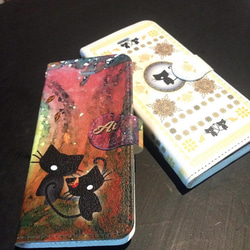 手帳型スマホケースL　猫柄◆色付く季節 6枚目の画像