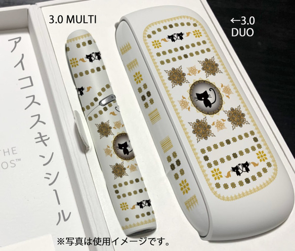 iQOSケース 全面デコ black×perlチャーム付き 【45】
