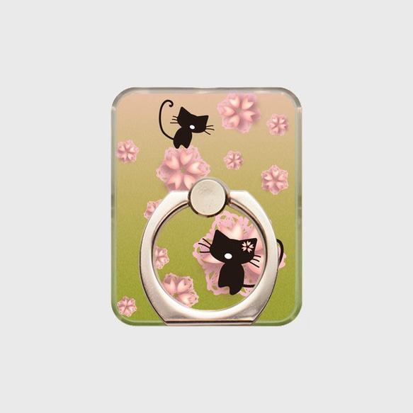 【受注生産】スマホリング 桜猫◆3色団子色 2種 3枚目の画像