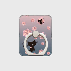 【受注生産】スマホリング 桜猫◆墨桜色 2種 2枚目の画像