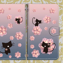 【受注生産】スマホリング 桜猫◆墨桜色 2種 5枚目の画像