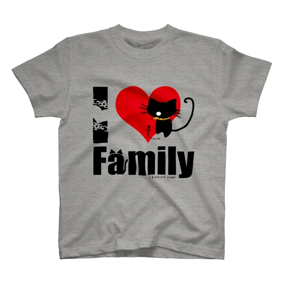 家族でお揃いok‼️ I LOVE Family 猫 Tシャツ 10枚目の画像