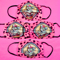 ピンクヒョウ柄ねこマスク　4枚セット　レディースサイズ　ノーズワイヤー入り　使い捨て　送料無料　ヒョウ　ネコ　猫　派手 3枚目の画像