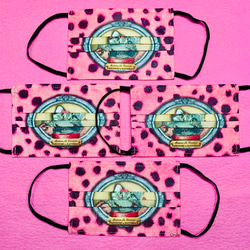 ピンクヒョウ柄ねこマスク　4枚セット　レディースサイズ　ノーズワイヤー入り　使い捨て　送料無料　ヒョウ　ネコ　猫　派手 4枚目の画像