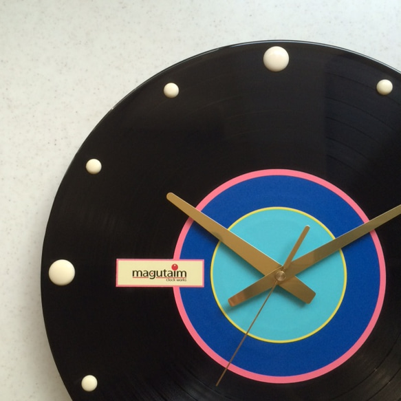 ケニチさま再販用専用ページ　レコード盤壁掛け時計（水色、青、ピンク） 1枚目の画像