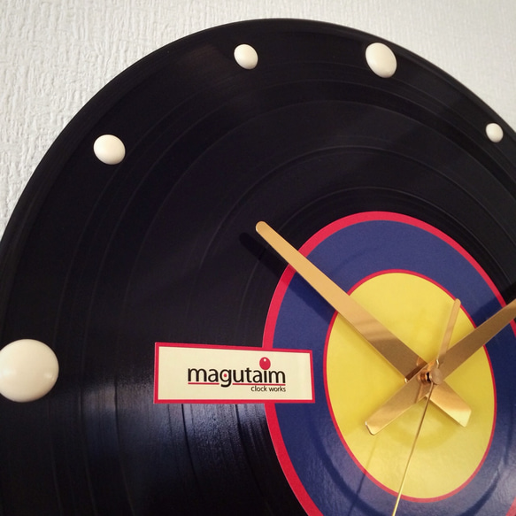レコード盤壁掛け時計（黄、紺、赤） 4枚目の画像