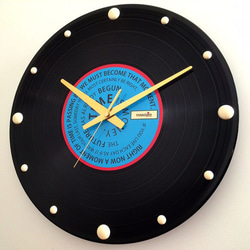 レコード盤壁掛け時計（格言・青） 3枚目の画像