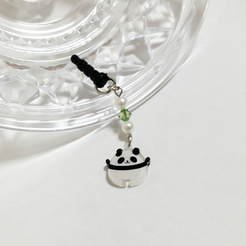 鈴鳴りパンダのイヤホンジャック(パール×グリーン) イヤホンジャック