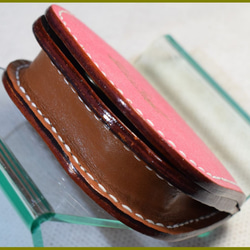 手作りコインケース　ブライドルレザー　ピンク 3枚目の画像