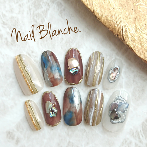 ネイルチップセット マーブルデザイン 春の爽やかマーブルネイル💅鈴蘭ネイルに挑戦！チップで長さ出し