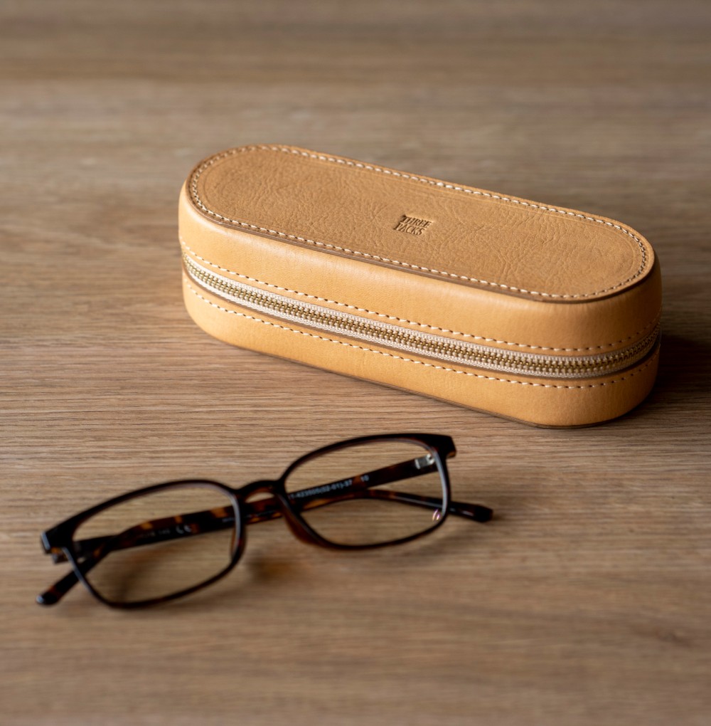 名入れ可◆上質な本革メガネケース◆ヌメ◆ (イニシャル刻印・ラッピング無料) ◆ギフト