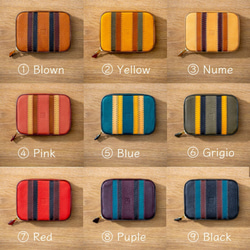 可選色 直條紋的皮革鑰匙包(共有9種顏色) 第2張的照片