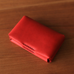 一體成形皮革名片夾[紅色] 【免費刻字・禮物包裝】 第2張的照片