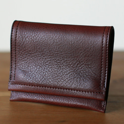 イタリアンレザーの薄型財布　タバコ　ダークブラウン 1枚目の画像