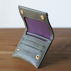 イタリアンレザーの薄型財布　グリージオ　グレー 2枚目の画像