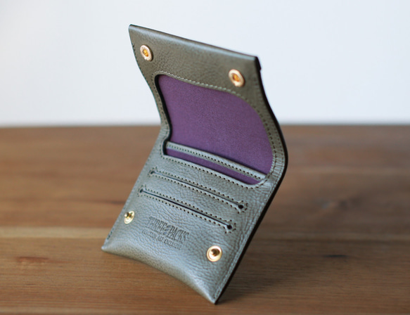 イタリアンレザーの薄型財布　グリージオ　グレー 2枚目の画像