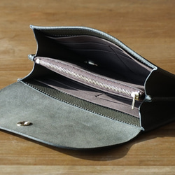 【 送料無料 】一枚革で仕立てた長財布　グリージオグレー お財布 本革 ラッピング無料 6枚目の画像