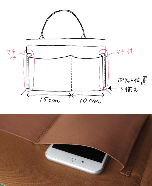 M様専用ご注文ページ【レンガの小さめトート】 4枚目の画像