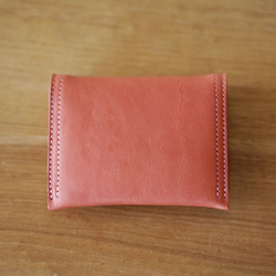 【送料無料 受注製作】コンパクトな二つ折り ミニ財布(ピンク) 名入れ イニシャル刻印・ラッピング無料  ギフト 3枚目の画像