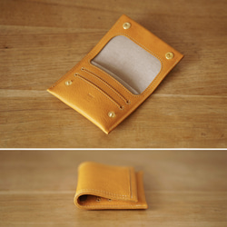 【免費刻字、免費禮物包裝】精巧輕薄折疊錢包(黃色) 第4張的照片