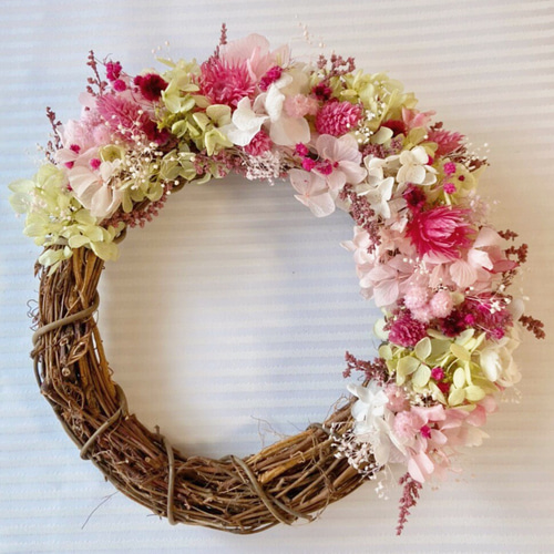 ◆母の日ギフトのご予約も可能です◆ドライフラワーリース◆モーブピンク◇ナチュラル ◇母の日ギフトのご予約も可能です◇ドライフラワーリース◇