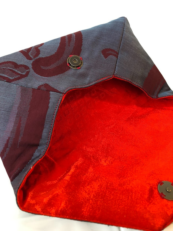 数寄屋袋（和風ポーチ、小物入れ）正絹　玉虫色 3枚目の画像