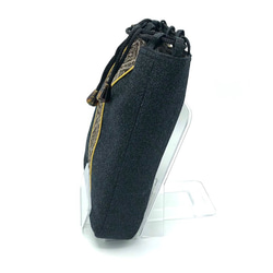 合切袋・信玄袋(巾着・ポーチ) 毛織着物地と泥大島　とおしマチあり 3枚目の画像