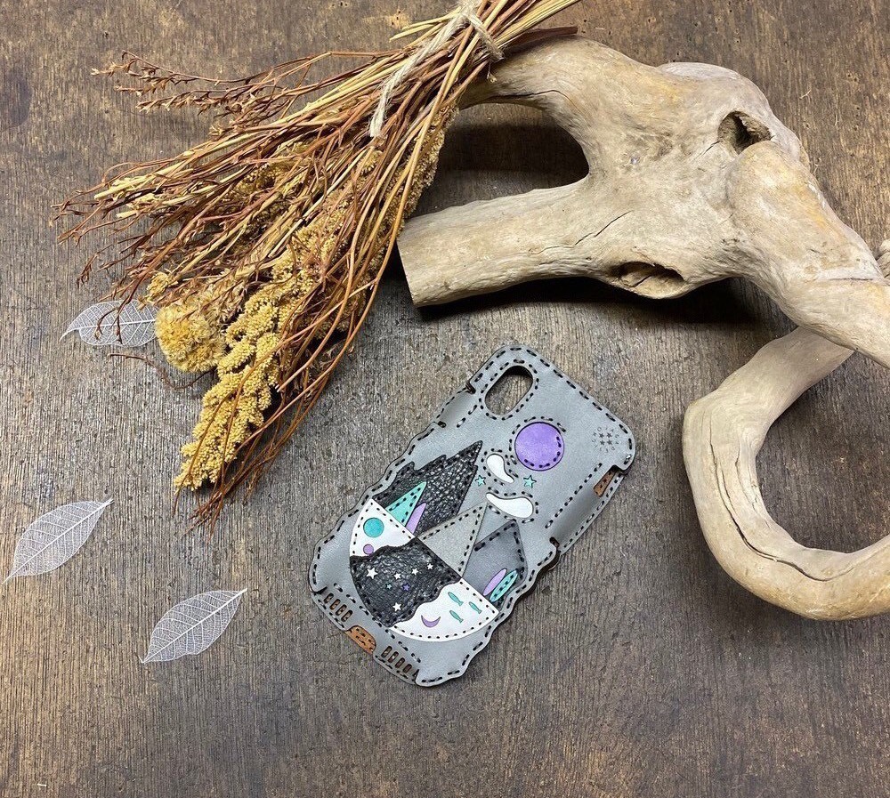 レザーiPhoneX・XSケース  ハンドメイドレザー  アイフォンケース ojagadesign オジャガデザイン