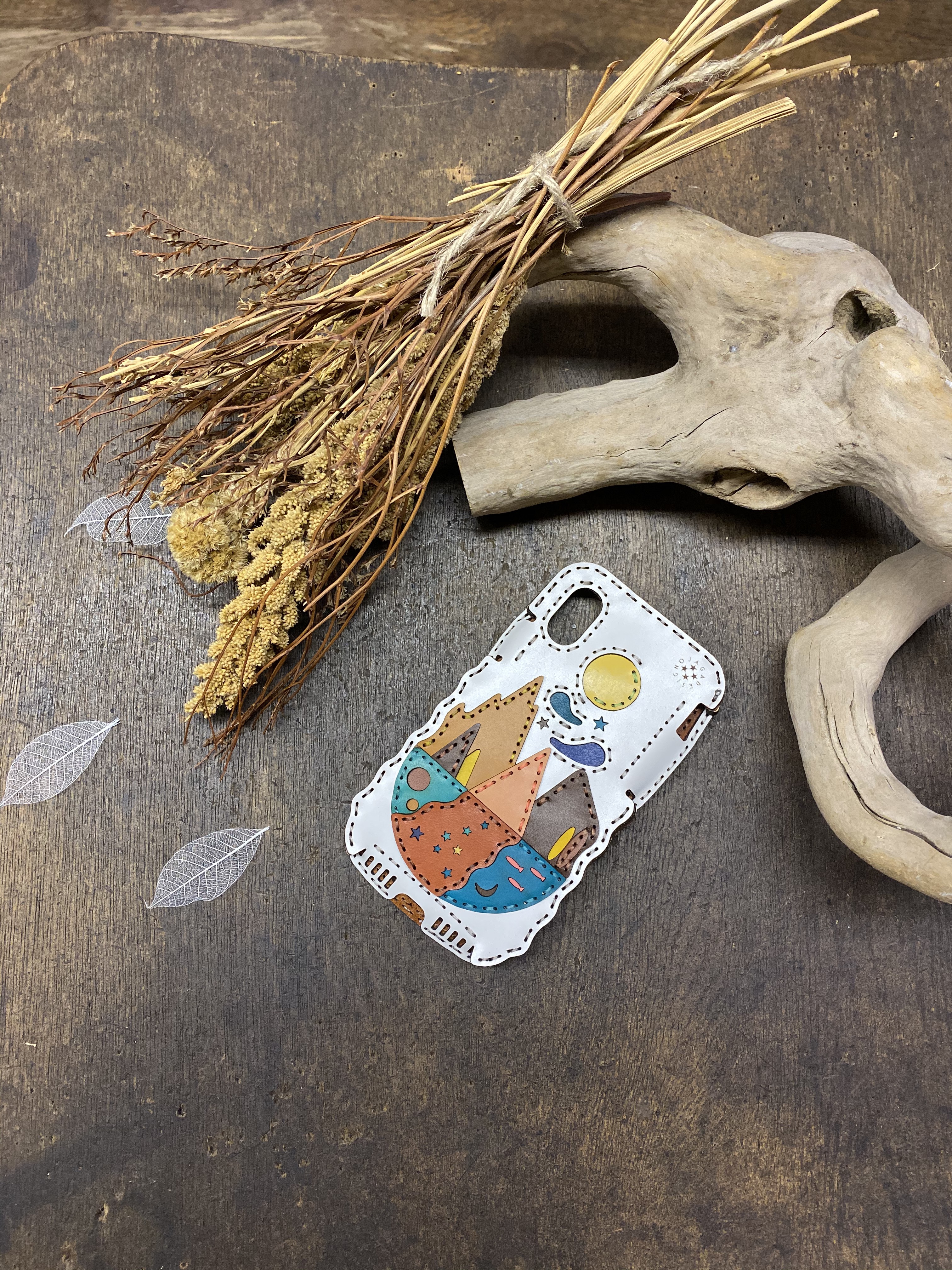 レザーiPhoneX・XSケース  ハンドメイドレザー  アイフォンケース ojagadesign オジャガデザイン