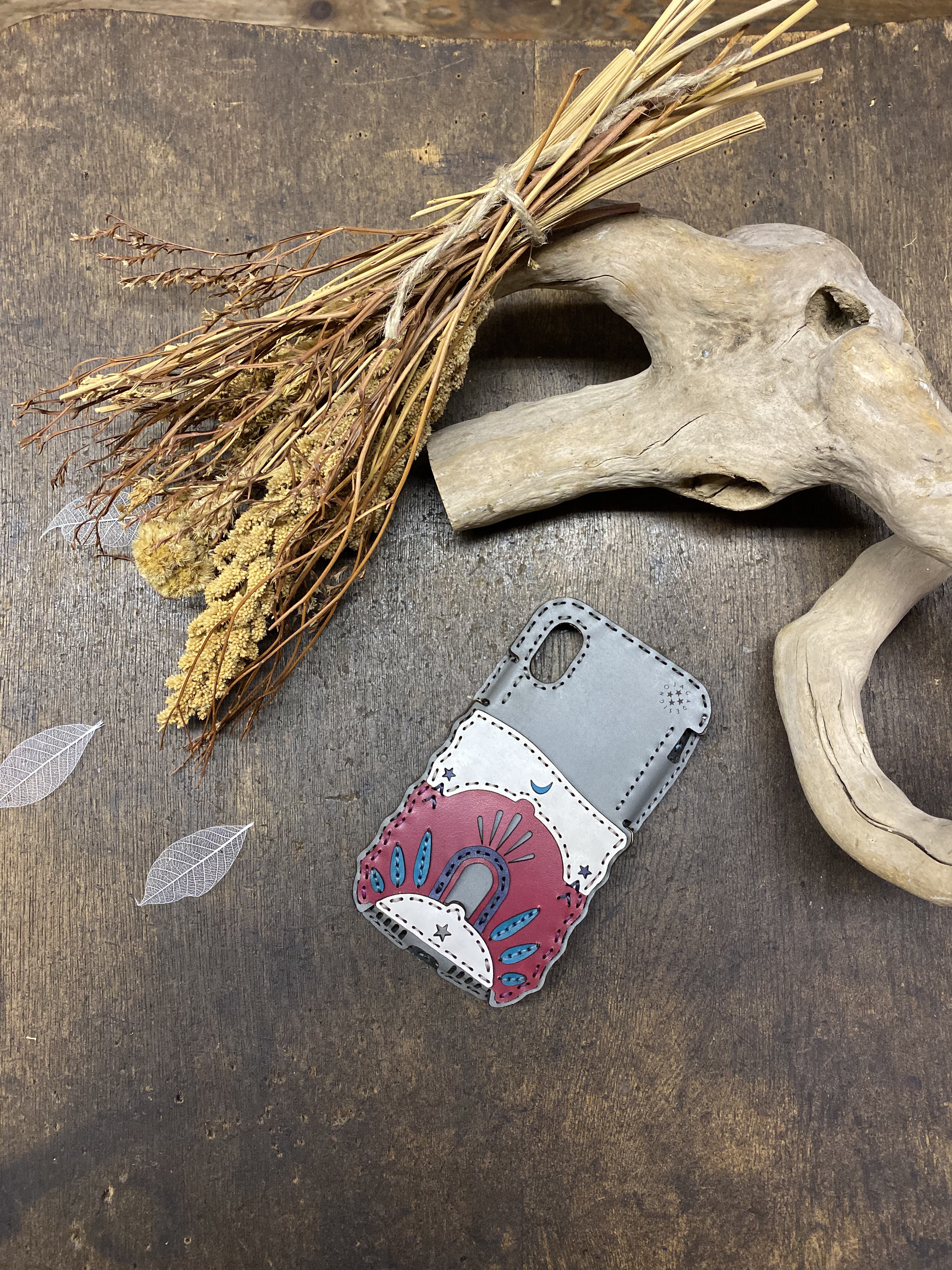 レザーiPhoneX・XSケース  ハンドメイドレザー  アイフォンケース ojagadesign オジャガデザイン