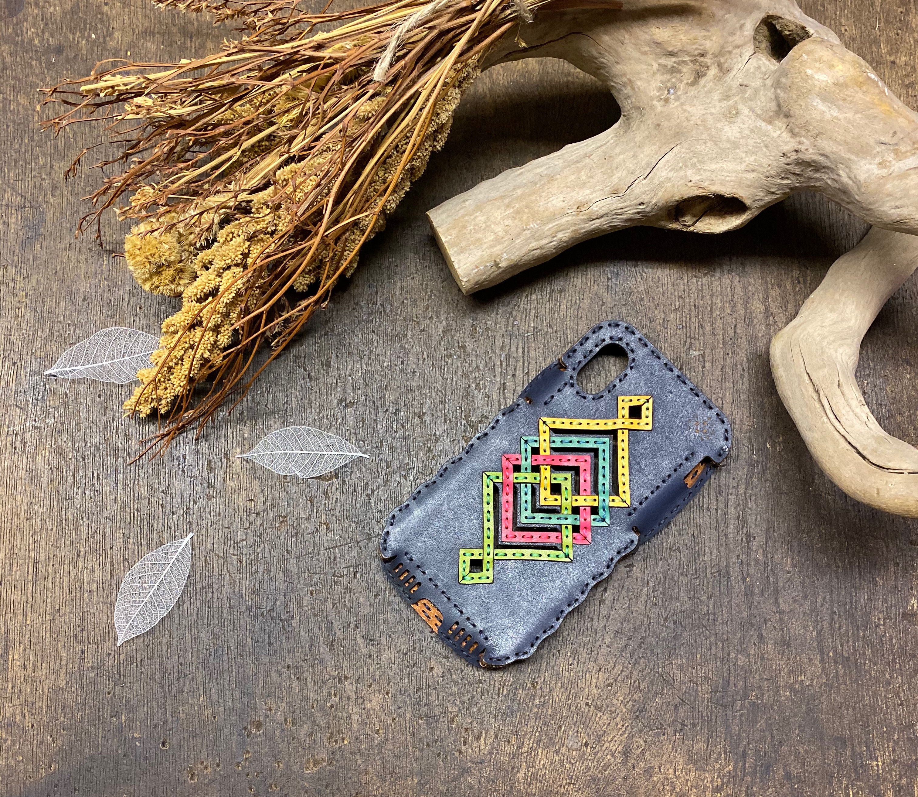 レザーiPhoneX・XSケース  ハンドメイドレザー  アイフォンケース ojagadesign オジャガデザイン