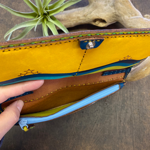 レザーウォレット ハンドメイドレザー ロングウォレット ojagadesign