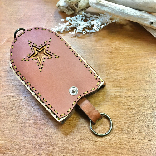 レザーキーケース ベル型 ハンドメイドレザー 手縫い クラフト