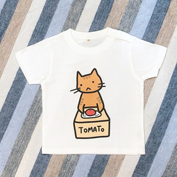 トマト猫 キッズTシャツ 【カラー：赤・白】 3枚目の画像