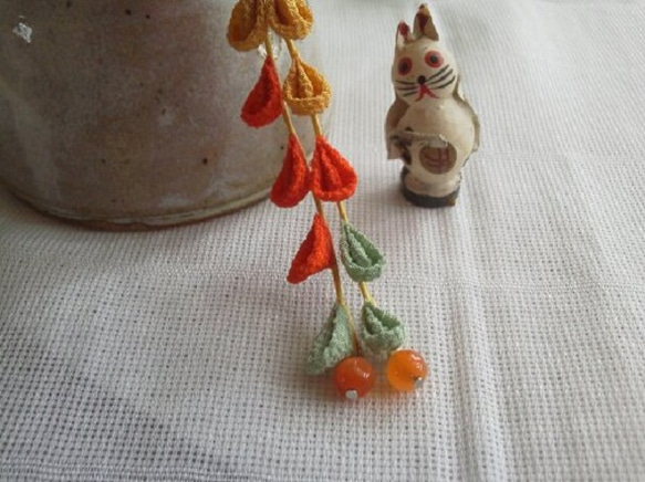 珠菊の簪（柿色） 3枚目の画像